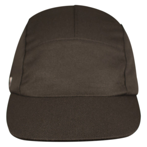 Velo/City Cap - Matte Black Cotton 5-Panel. Front view.