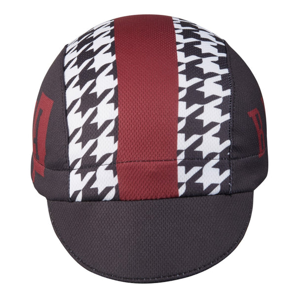 Alabama Technical Cycling Cap.  3-Panel cap.  Black red and white coloring.  Front view.