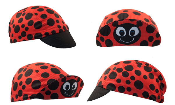 4 views of Lexi the Ladybug cap.