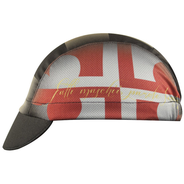 Maryland Technical 3-Panel Cycling Cap. Maryland flag print all over.  Side view.