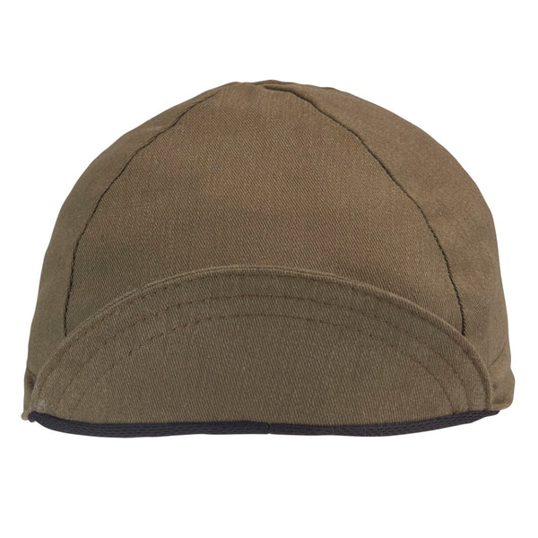 Olive Cotton 4-Panel Cotton Cap.  Brim up front view.