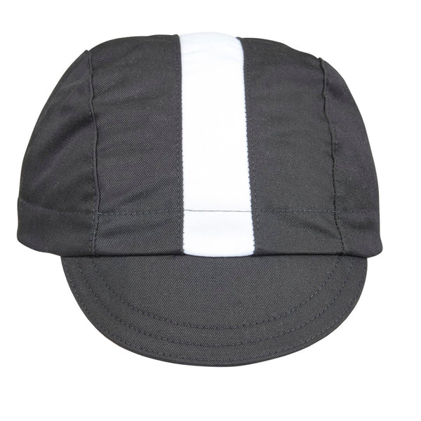 Black/White Stripe Cotton 3-Panel Cap.  Front view.