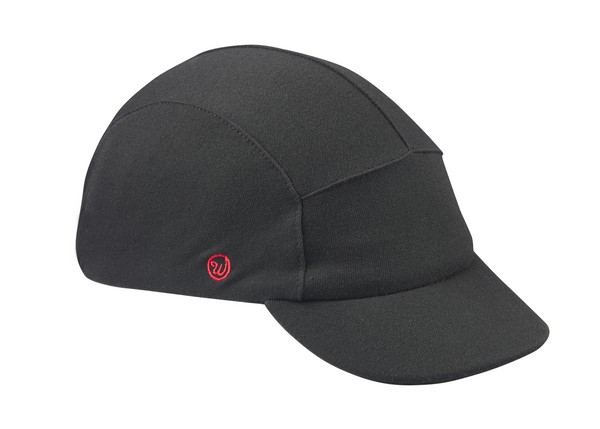 Velo/City Cap - Black Merino Wool - 5 Panel Cap - Angled View