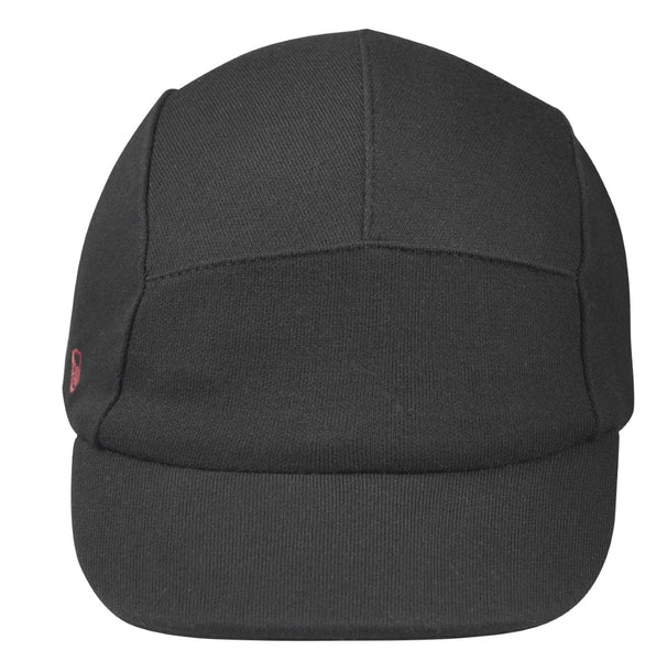 Velo/City Cap - Black Merino Wool - 5 Panel Cap - Front View