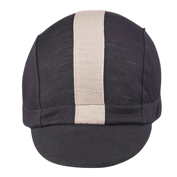 Black/Grey Merino Wool 3-Panel Stripe.  Gray contrasting stripe.  Front view.