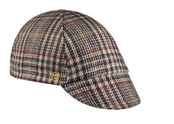 Plaid Wool 4-Panel Cap. Angled view.