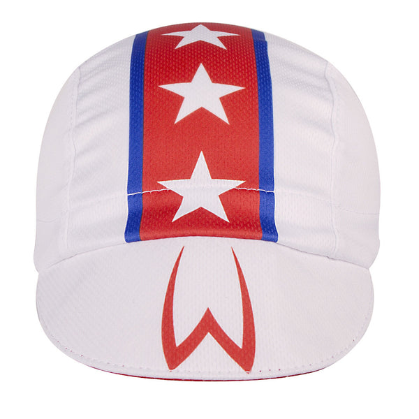 "Speed-Oh!" Technical Kids Cap.  White 3-panel cap with red and blue stripe, white stars, and W on brim top.  Front view.