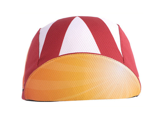 Florida Technical 3-Panel Cycling Cap. Red and white cap with yellow under brim. Brim up front view.