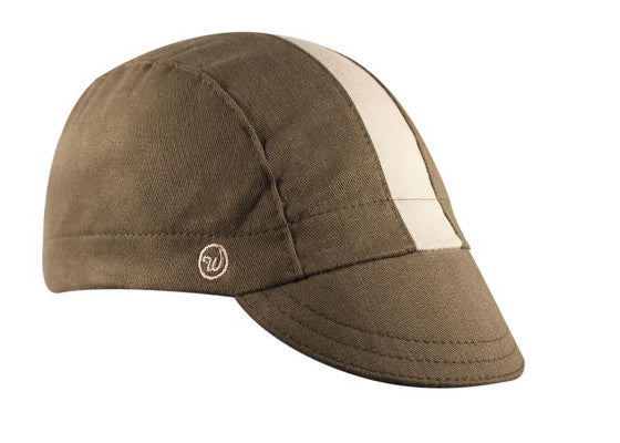 The "Woodland" Fast Cap Cotton 3-Panel White Stripe Cap. Angled view. 