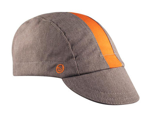 The "Collegiate" Fast Cap Cotton 3-Panel Orange Stripe Cap. Angled view.