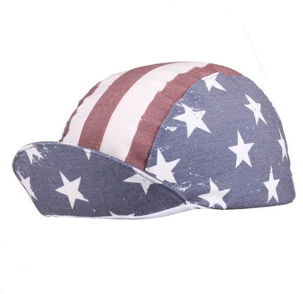 Cap For a Cause - "Fallen Patriots" Old Glory Cap Cotton 3-Panel.  American flag stars and stripes design. brim up angled view.