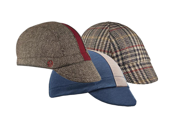 Walz 3 Cap Collage. Wool Lovers Bundle. Cardinal Wool Herringbone 3-Panel Cap  Airforce Blue Merino Wool -Panel Cap  Plaid Wool 4-Panel Cap