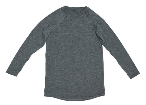 Charcoal Grey Merino Wool Long Sleeve Tee