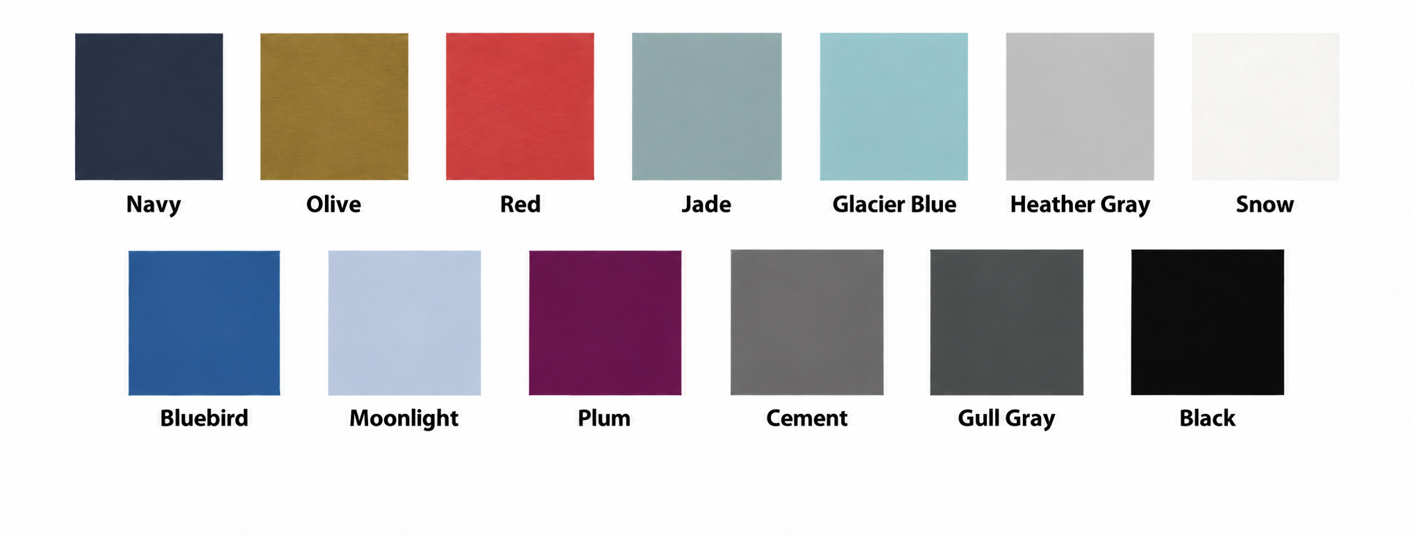 Grid showing colors available for selection