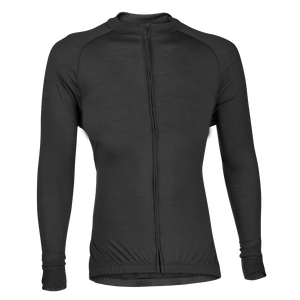 Midnight Black Merino Wool Jersey - Long Sleeve