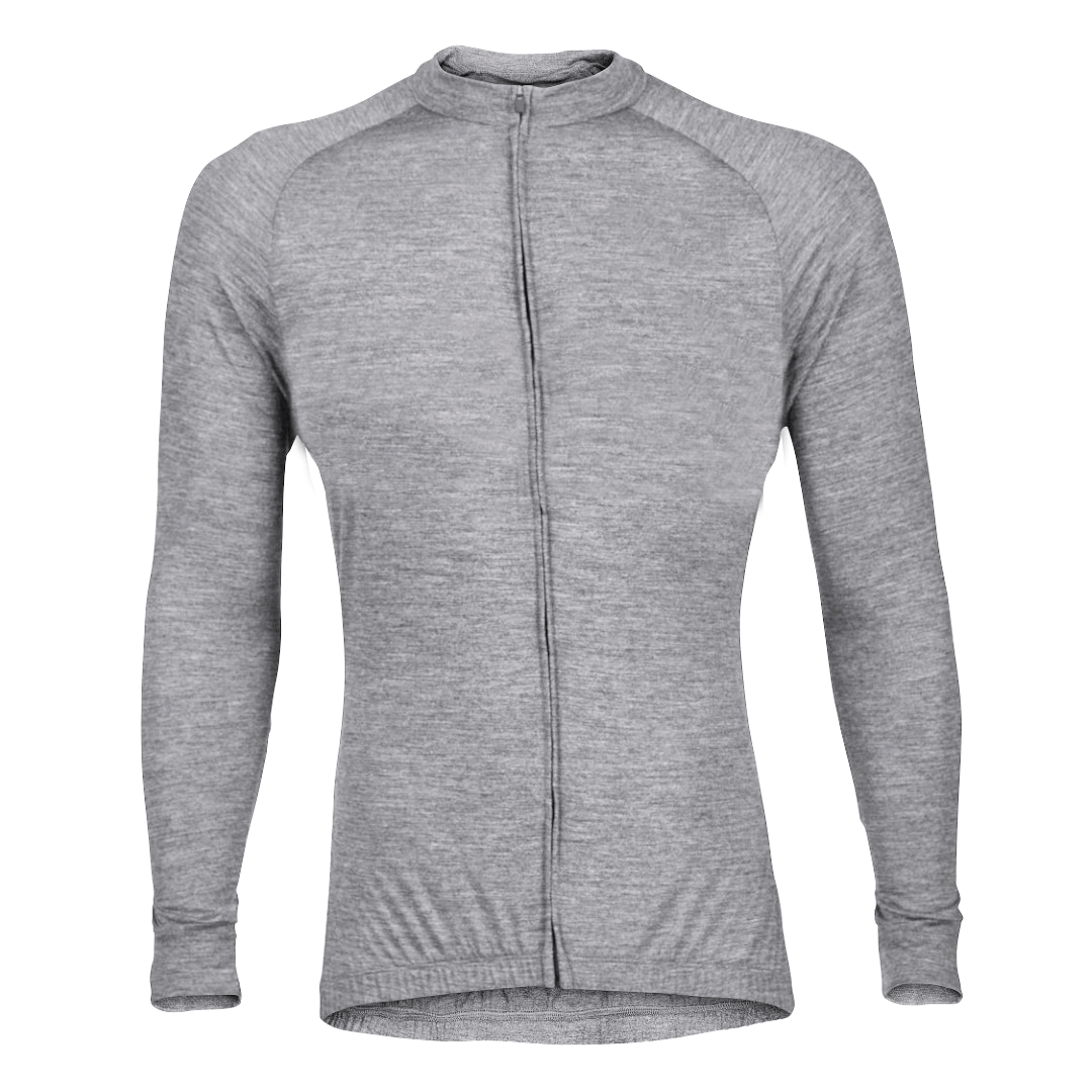 Heather Gray Merino Wool Jersey - Long Sleeve