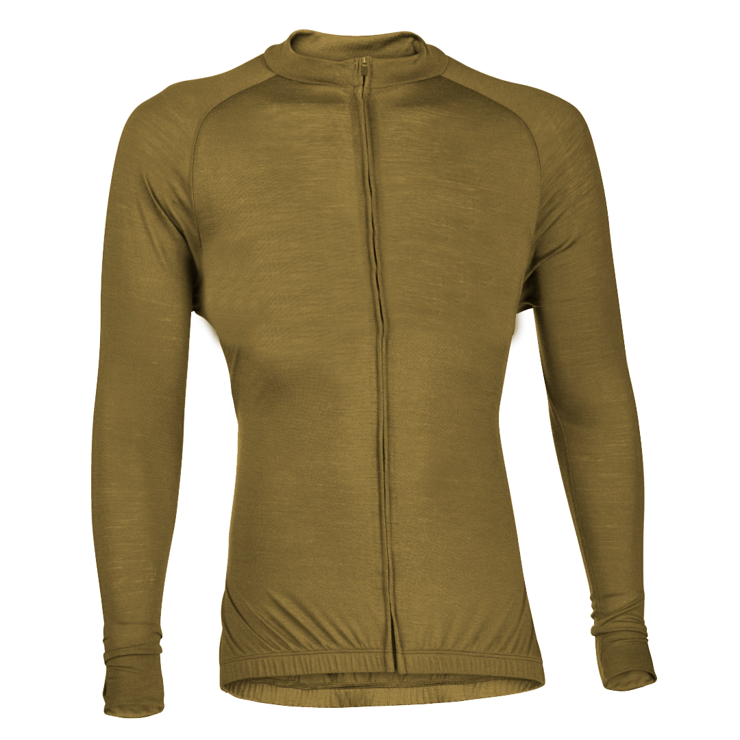 Army Olive Merino Wool Jersey - Long Sleeve