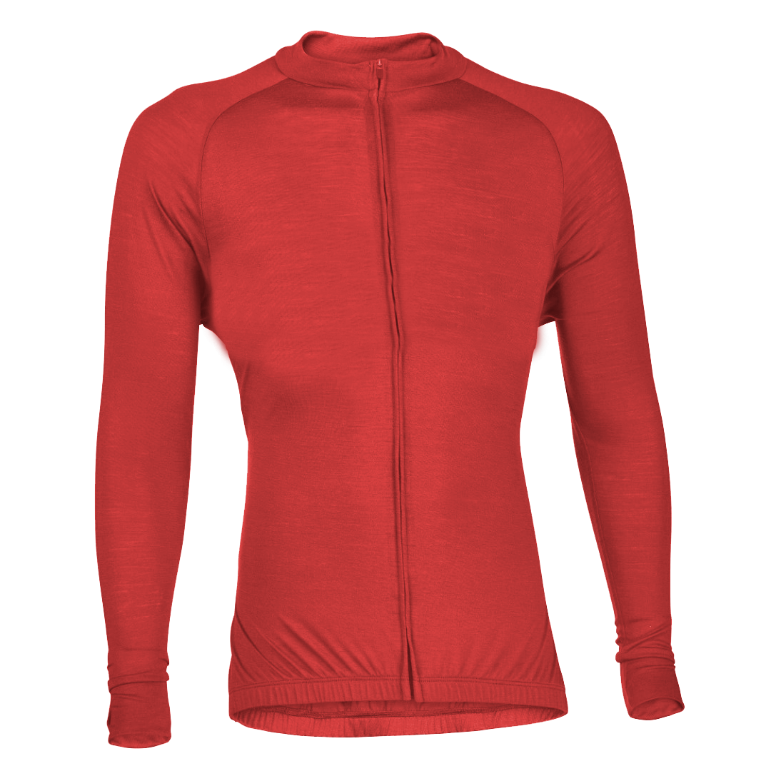 Flare Red Merino Wool Jersey - Long Sleeve