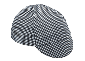 Black & White Houndstooth Cotton 4-Panel Cap.  Angled view.