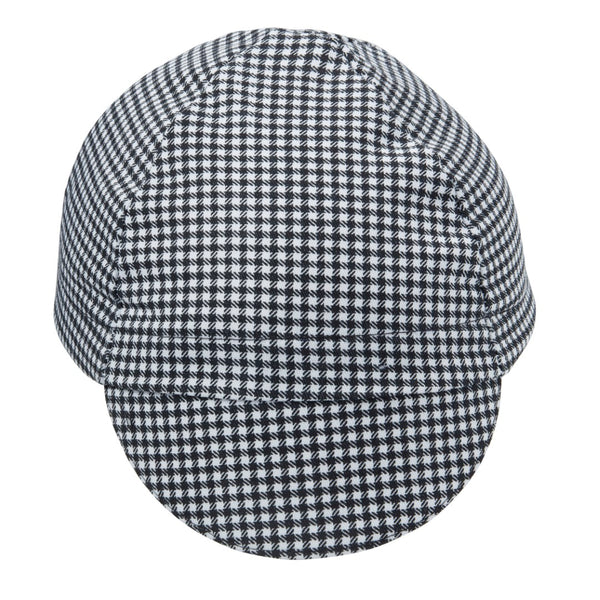 Black & White Houndstooth Cotton 4-Panel Cap.  Front view.