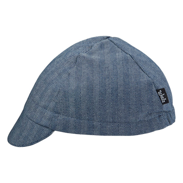 Navy Herringbone Cotton 4-Panel Cap.  Side view.