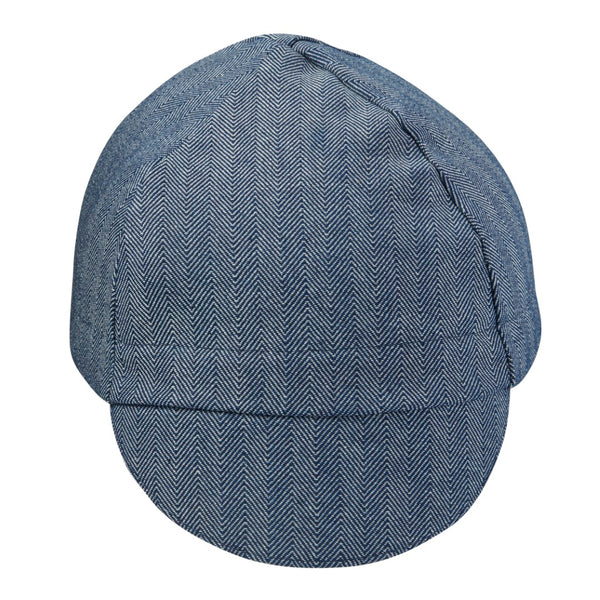 Navy Herringbone Cotton 4-Panel Cap.  Front view.