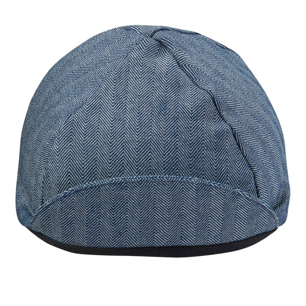 Navy Herringbone Cotton 4-Panel Cap.  Brim up front view.