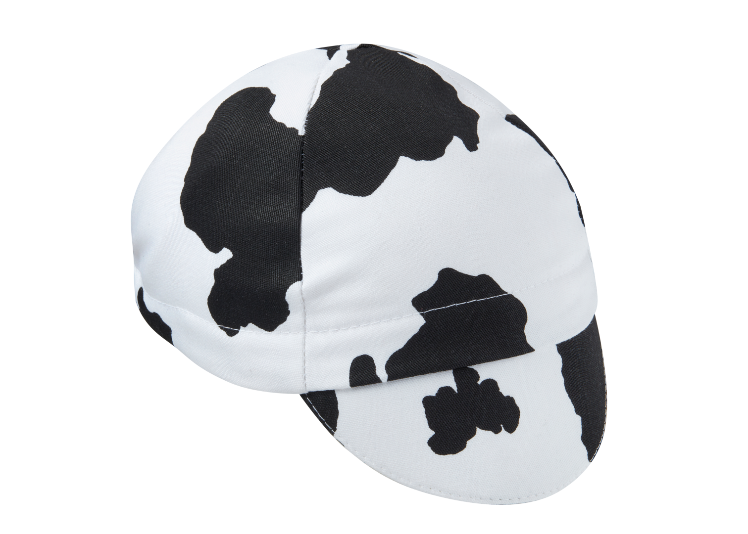 Cow Print Cotton 4-Panel Cap. Angled view.