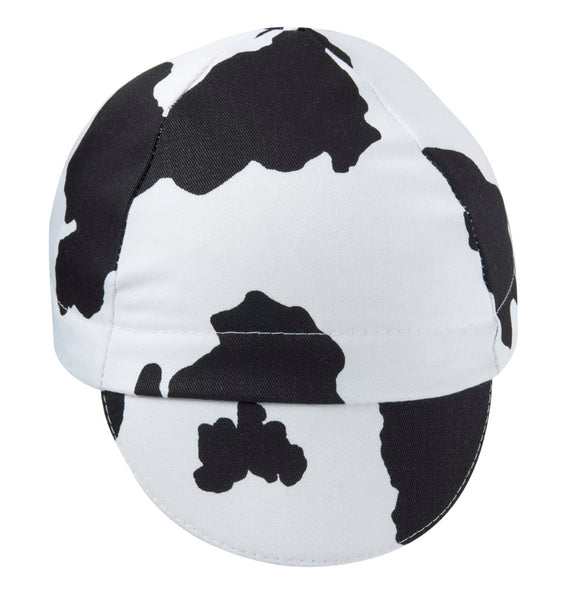 Cow Print Cotton 4-Panel Cap. Front view.