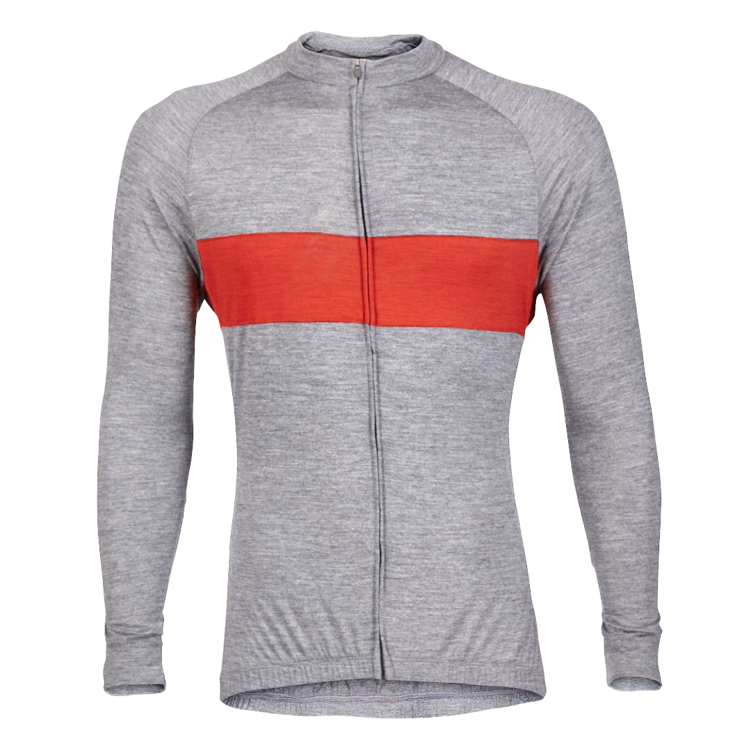 Heather Gray/Red Merino Wool Jersey - Long Sleeve – Walz Caps