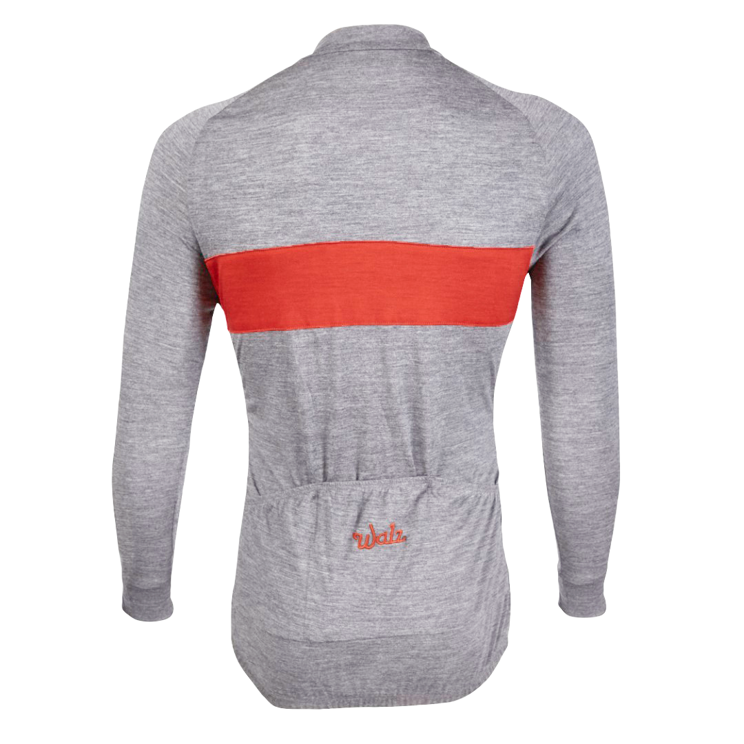 Heather Gray/Red Merino Wool Jersey - Long Sleeve – Walz Caps