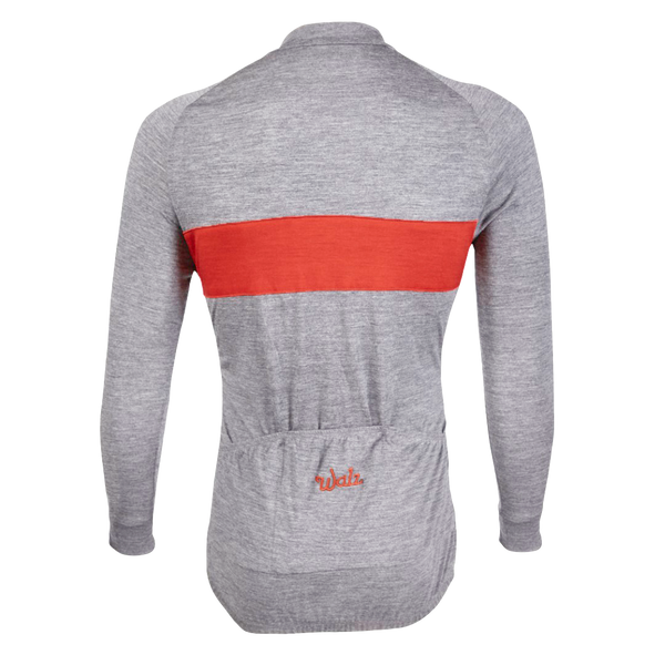Heather Gray/Red Merino Wool Jersey - Long Sleeve