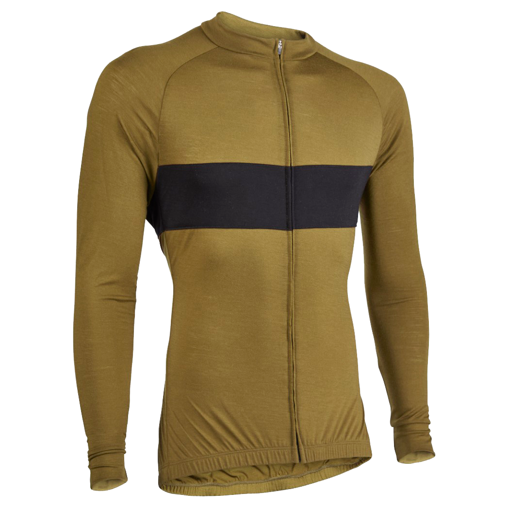 Army Olive/Black Merino Wool Jersey - Long Sleeve