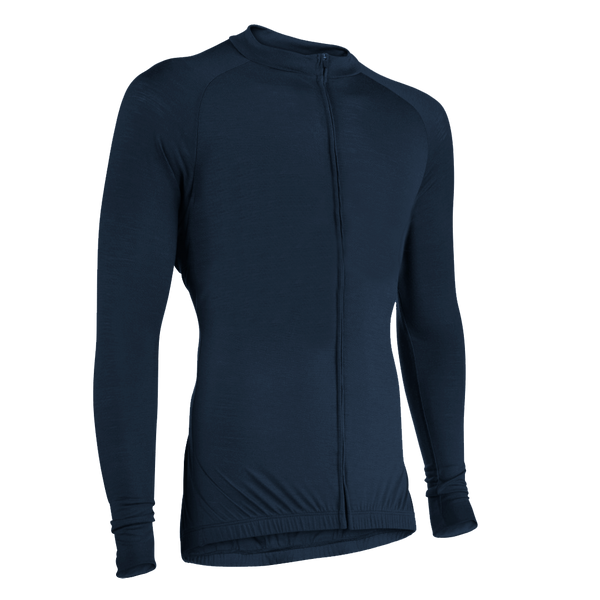 Navy Merino Wool Jersey - Long Sleeve
