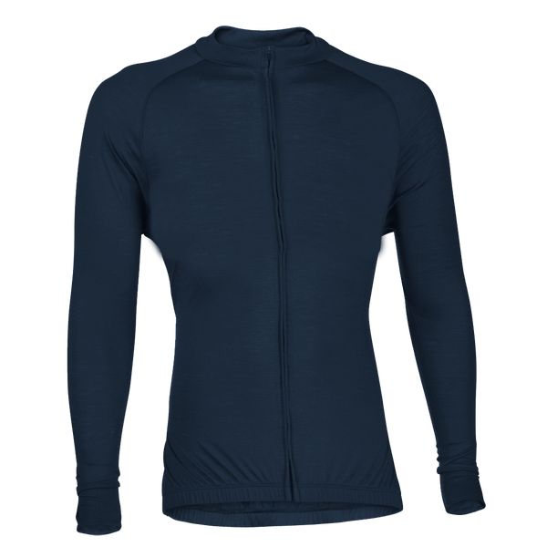 Navy Merino Wool Jersey - Long Sleeve