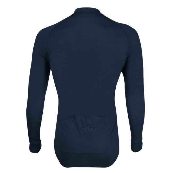 Navy Merino Wool Jersey - Long Sleeve