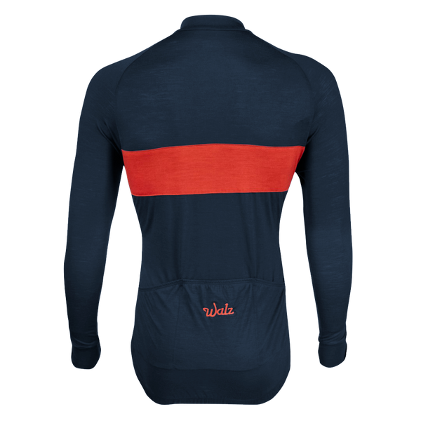 Navy/Red Merino Wool Jersey - Long Sleeve