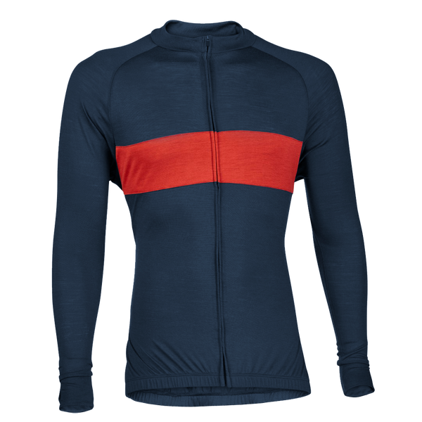 Navy/Red Merino Wool Jersey - Long Sleeve
