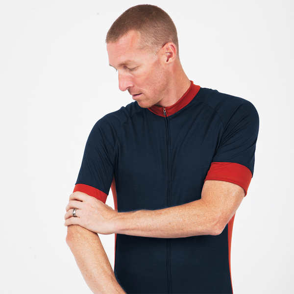 Navy/Red Merino Wool Jersey