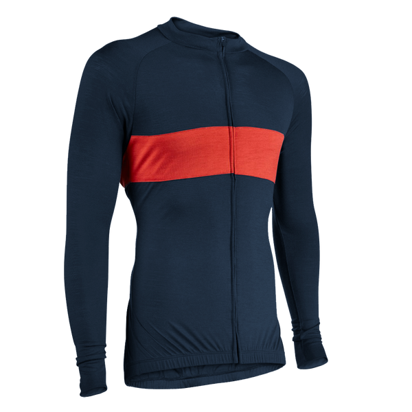 Navy/Red Merino Wool Jersey - Long Sleeve