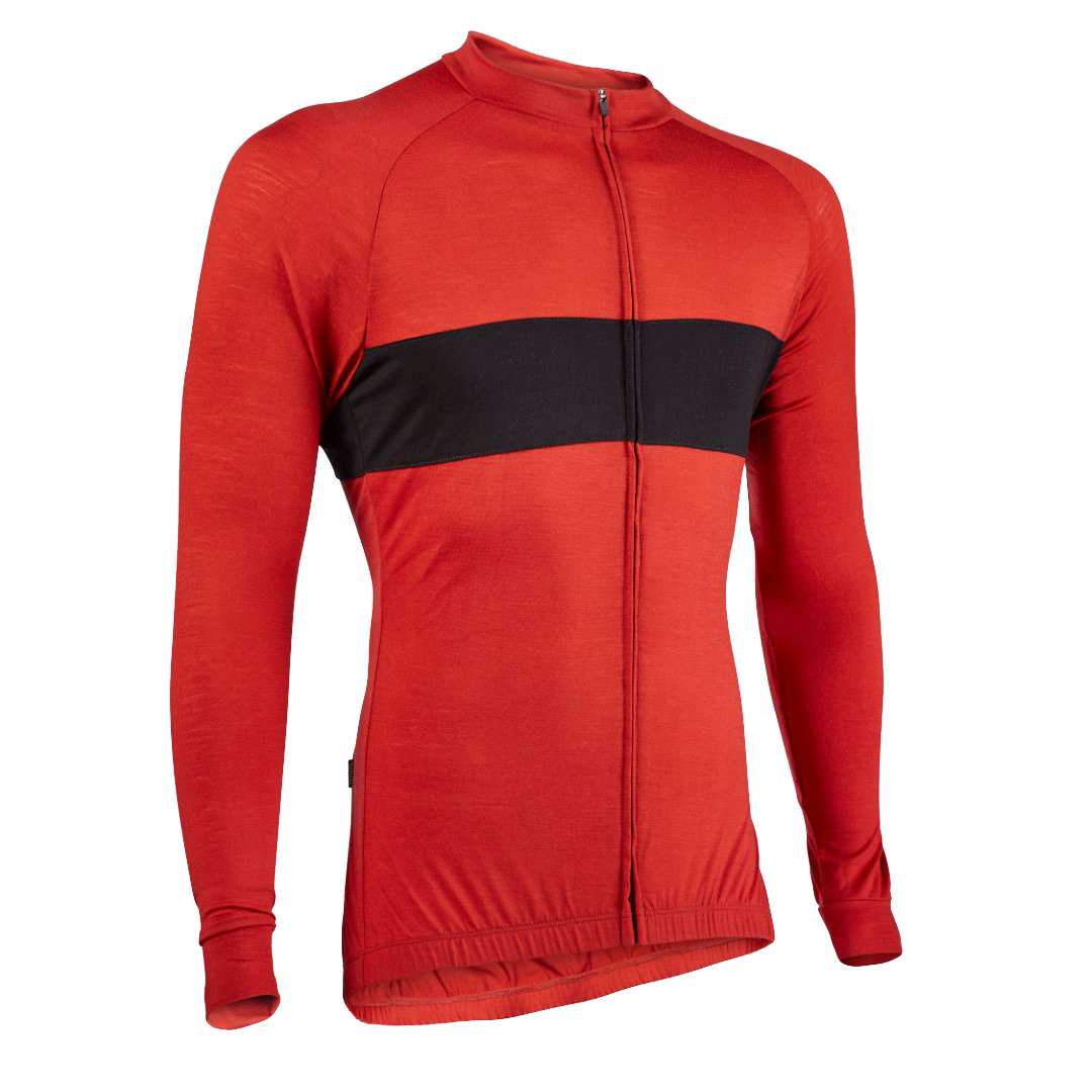 Flare Red/Black Merino Wool Jersey - Long Sleeve