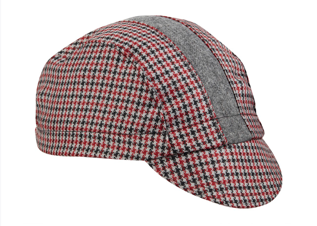 Red/Black/Grey Houndstooth Wool 3-Panel