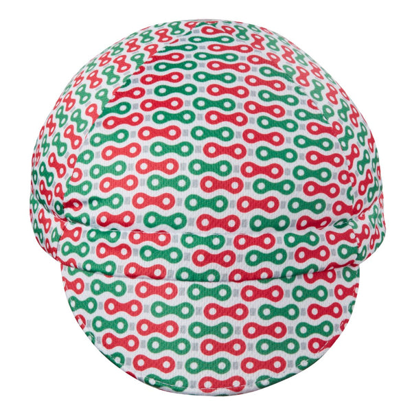 Red/Green Chain Link Cap Technical 4-Panel.  Front View, Bill Down.