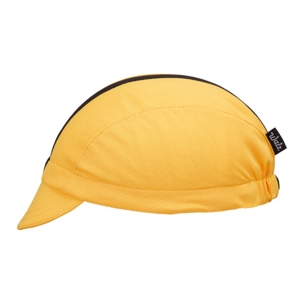 Gold/Black Stripe Technical 3-Panel Cap.  Side view.