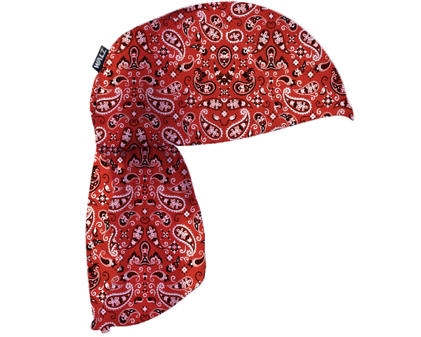 Bandana Technical Skull Cap with Neck Flap - Red