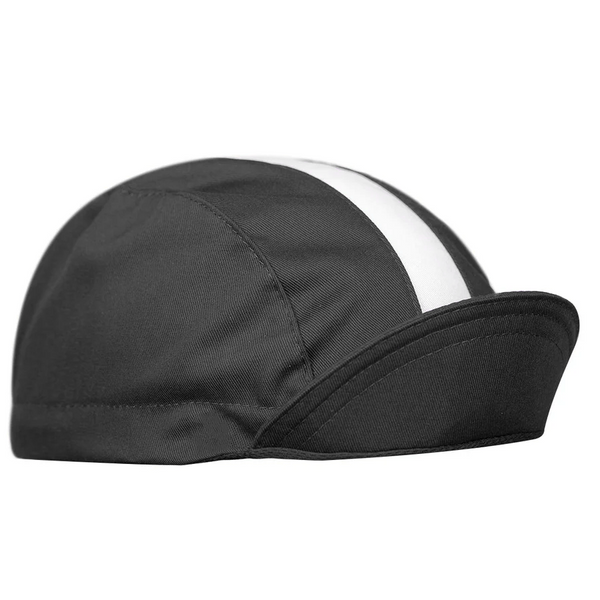 Black/White Cotton 3-Panel Cycling Cap