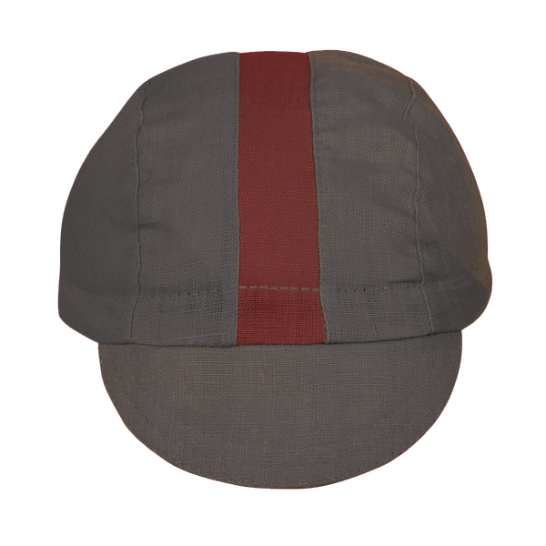 Black/Maroon Linen 3-Panel Cap