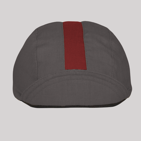 Black/Maroon Linen 3-Panel Cap