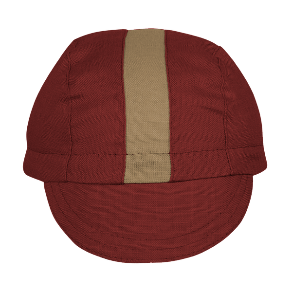 Maroon/Martini Linen 3-Panel Cap