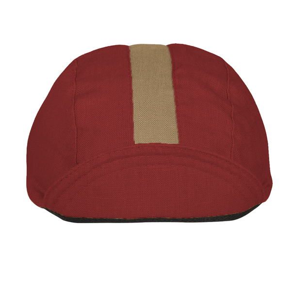 Maroon/Martini Linen 3-Panel Cap